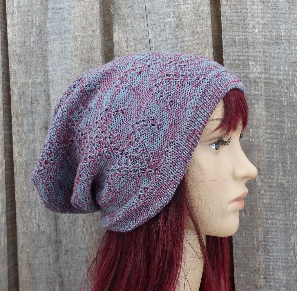 Knitted cotton summer colorful gray beanie, cotton lace thin hat, knit breathable cap