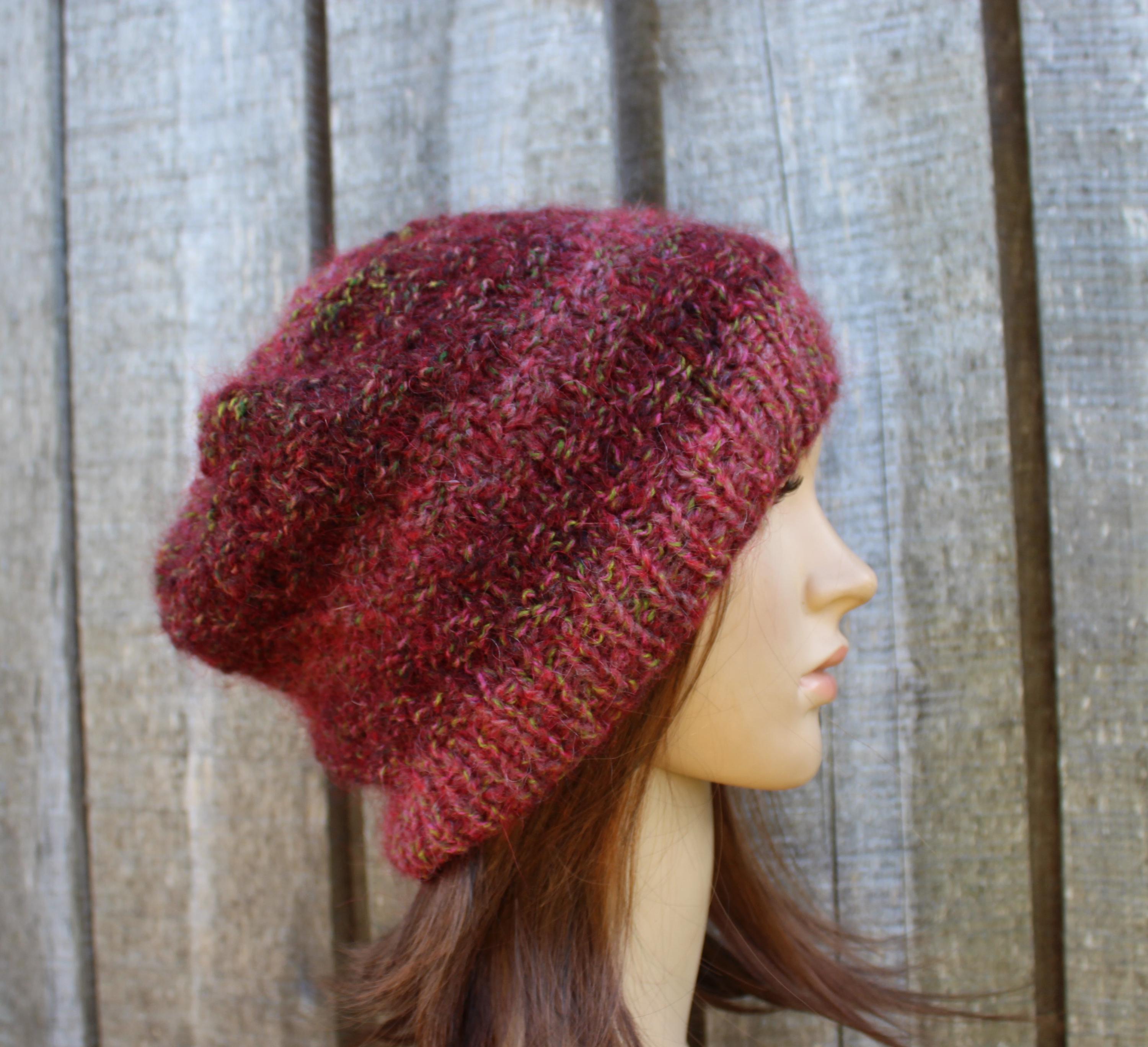 Hand Knit striped mohair hat - Stylish Winter Accessory