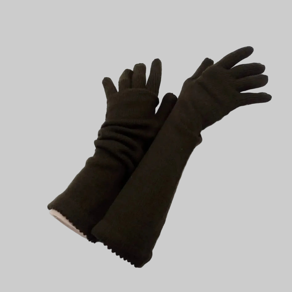 Pair of black gloves on a white background