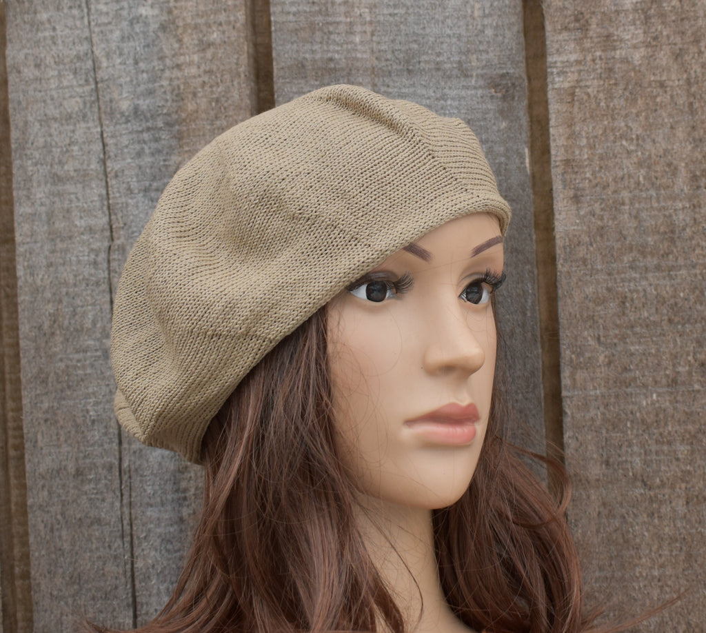 Plaid Cotton French Beret: Lightweight Breathable Knit Hat