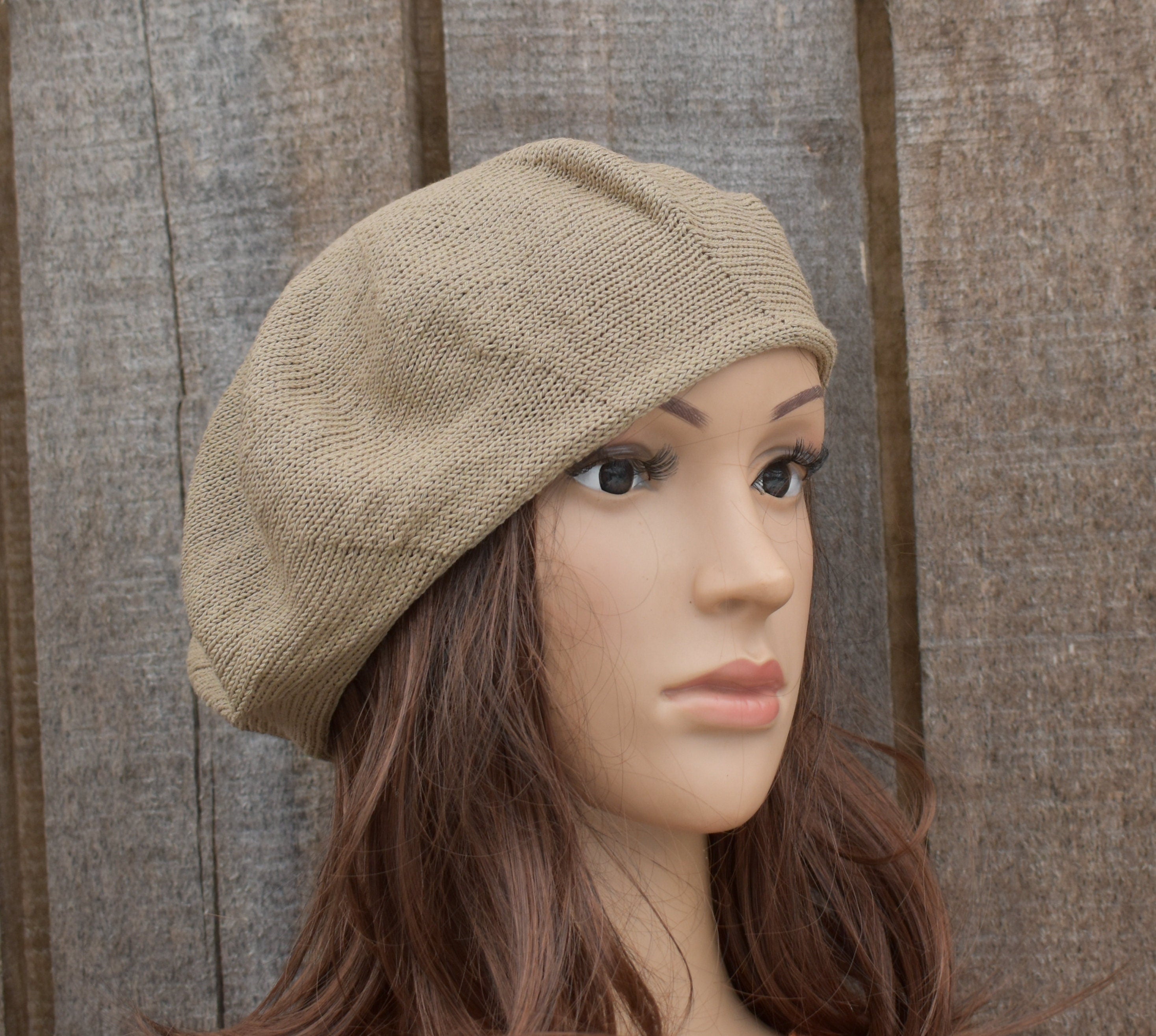 Plaid Cotton French Beret: Lightweight Breathable Knit Hat
