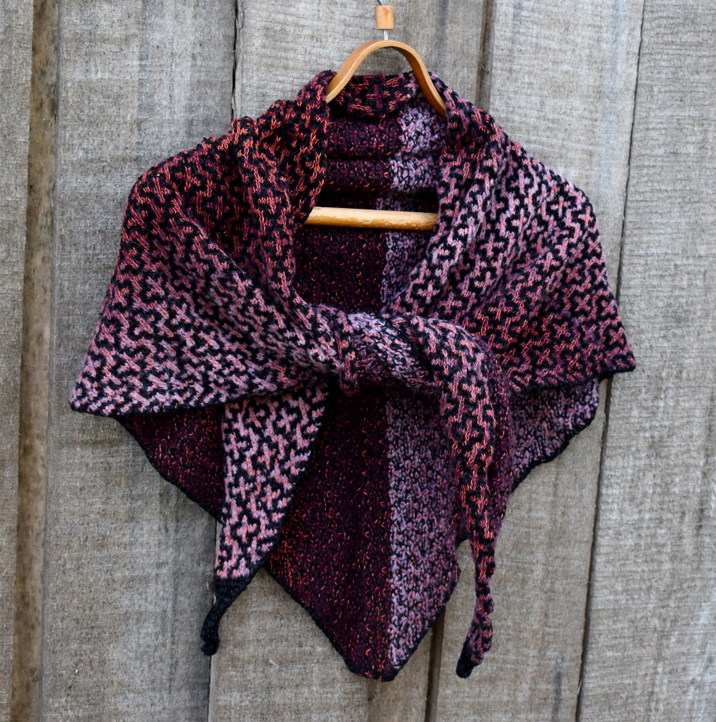 Hand-knitted triangle shawl, warm kerchief.
