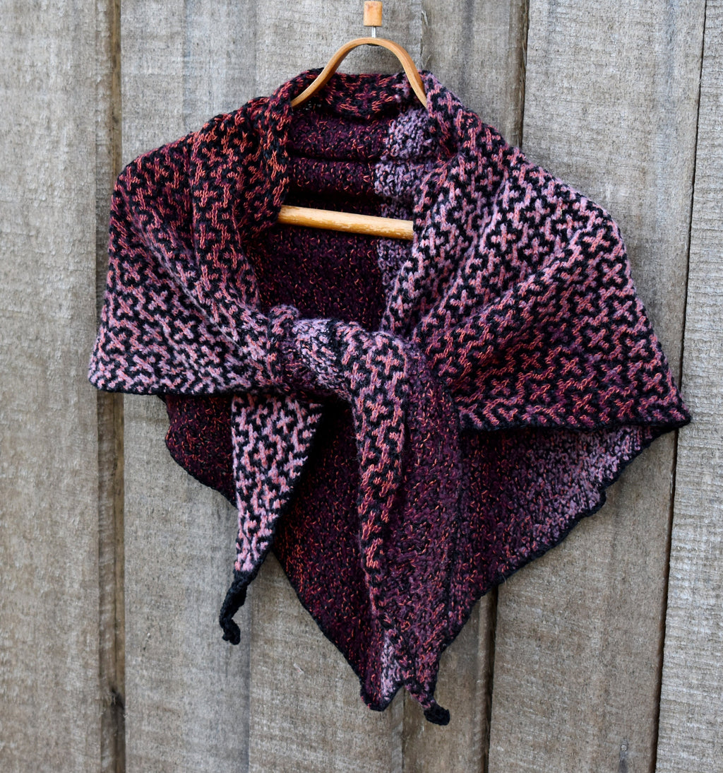 Hand-knitted triangle shawl, warm kerchief.