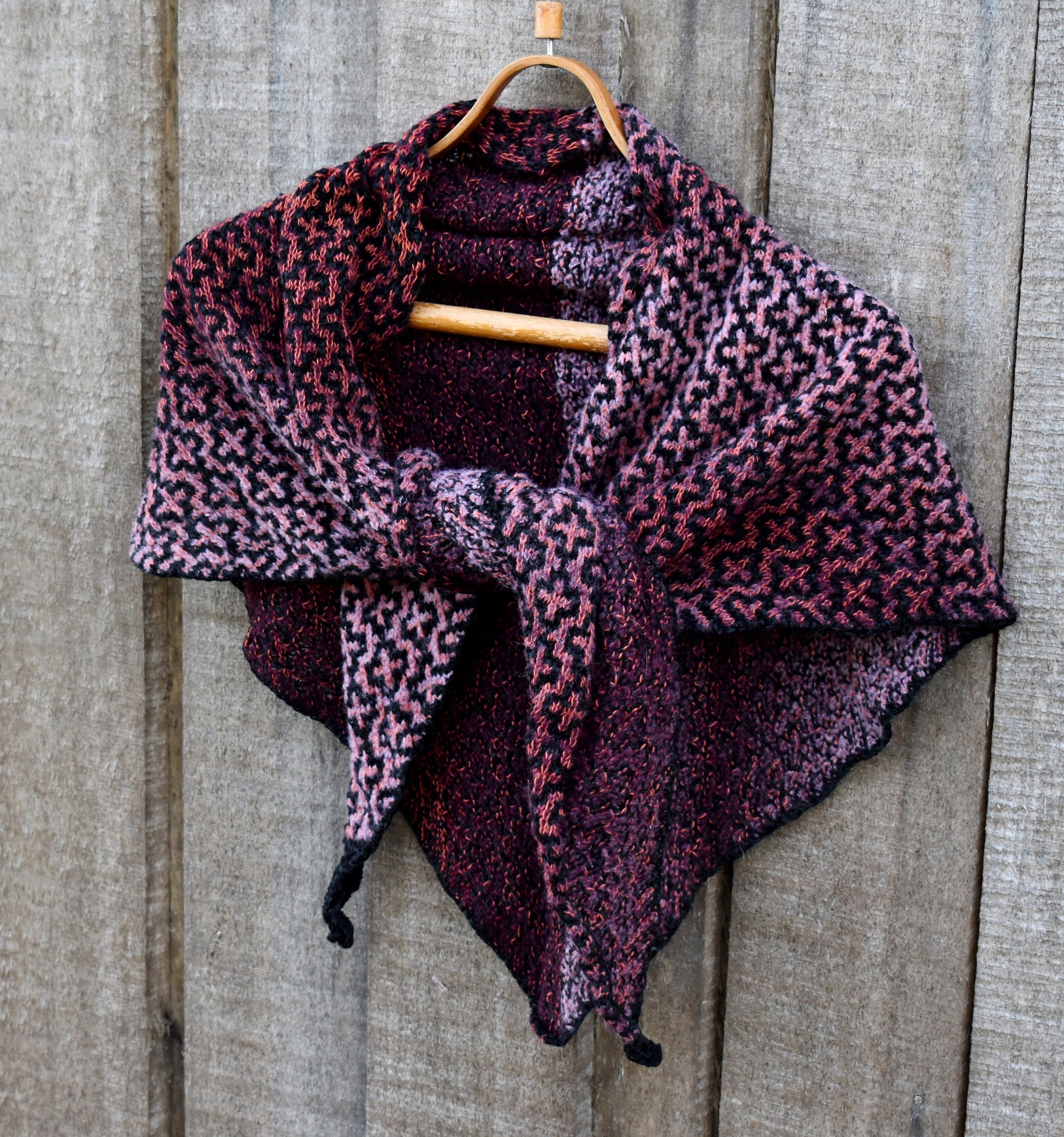 Hand-knitted triangle shawl, warm kerchief.