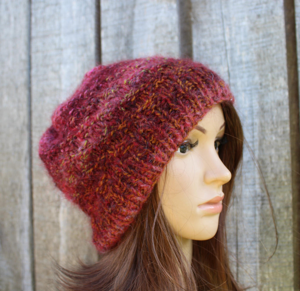 Hand Knit striped mohair hat - Stylish Winter Accessory
