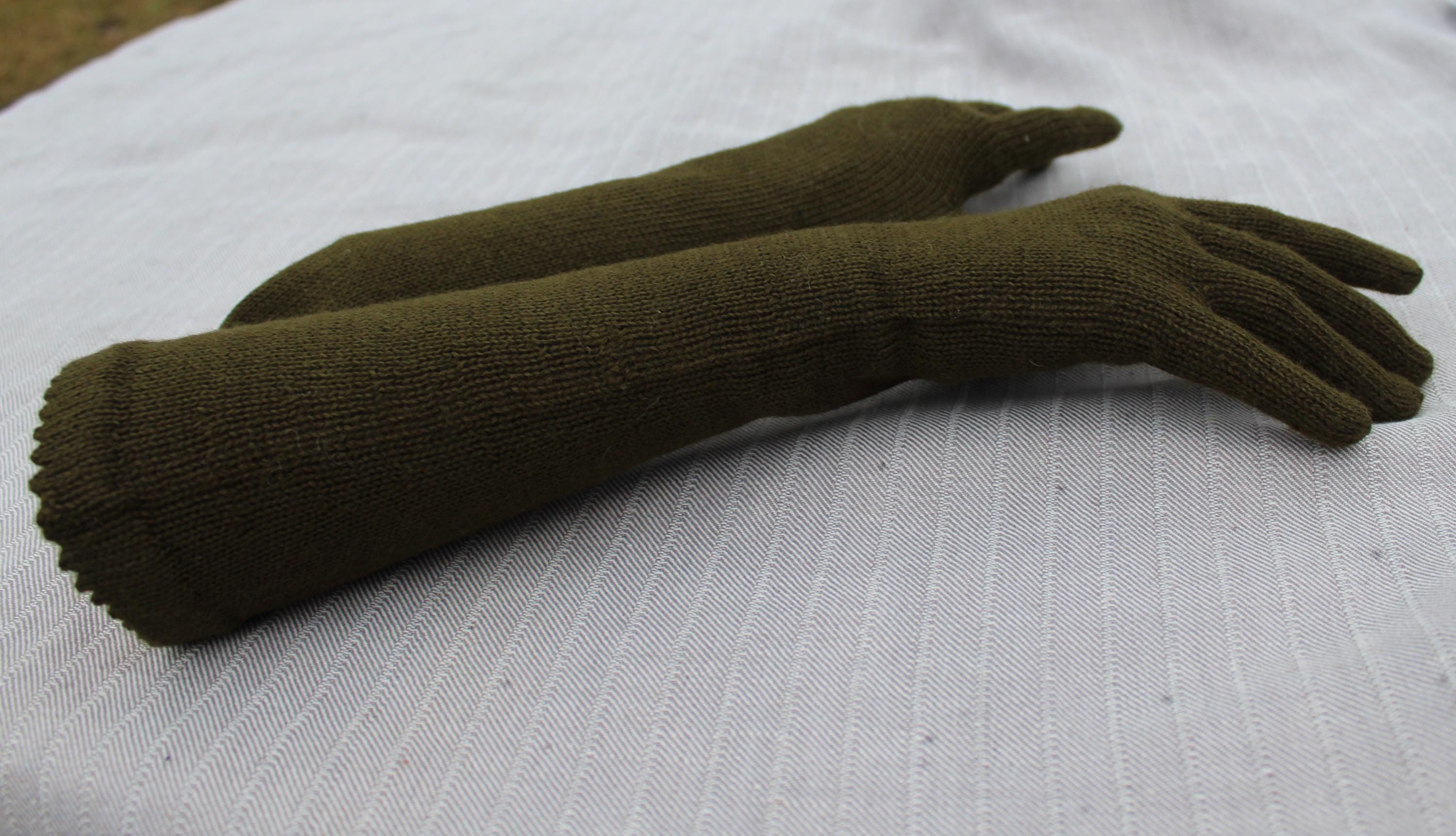 Knitted Long Wool Blend Gloves: Gray Arm Warmers