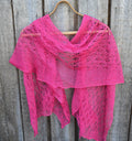 Thin summer shawl, knitted pink linen scarf, handmade flax shawl
