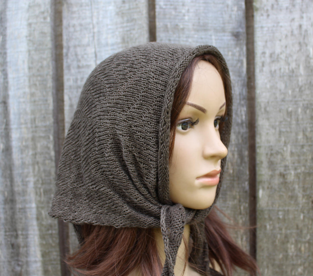 knit khaky cotton wool Kerchief / Headscarf