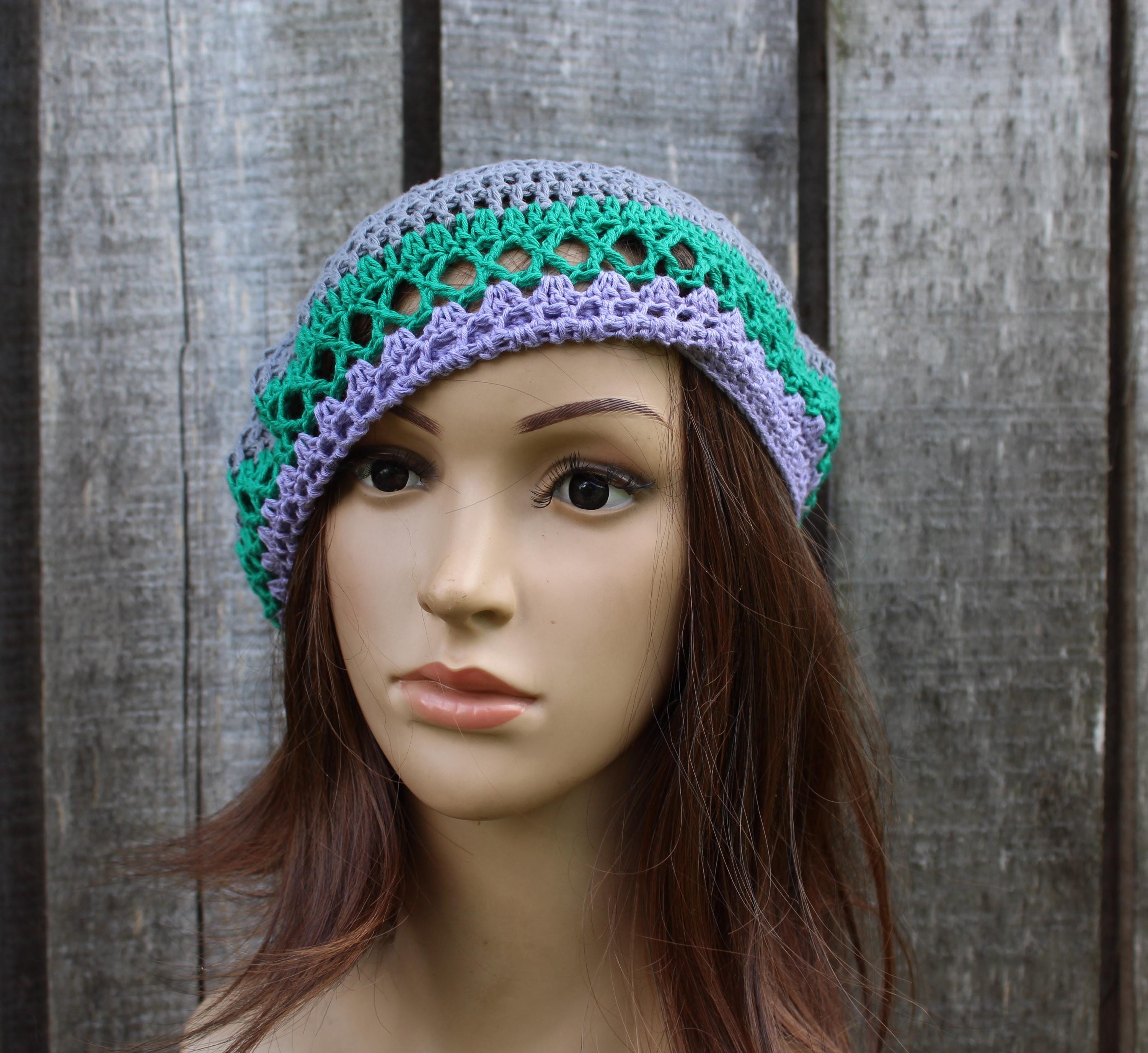 Modern Boho Crochet Beret – Lightweight Lace Summer Hat