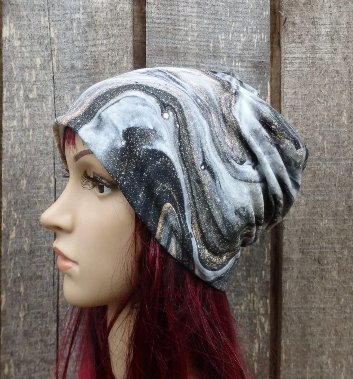 Strickmütze, bunte blaue Baumwollmütze, gestrickte gefütterte Beanie-Mütze, elastische Mütze