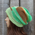 knitted colorful linen summer hat, breathable thin beanie, multicolor cap
