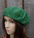 Green Knitted Beret: Unisex Wool Slouch Hat