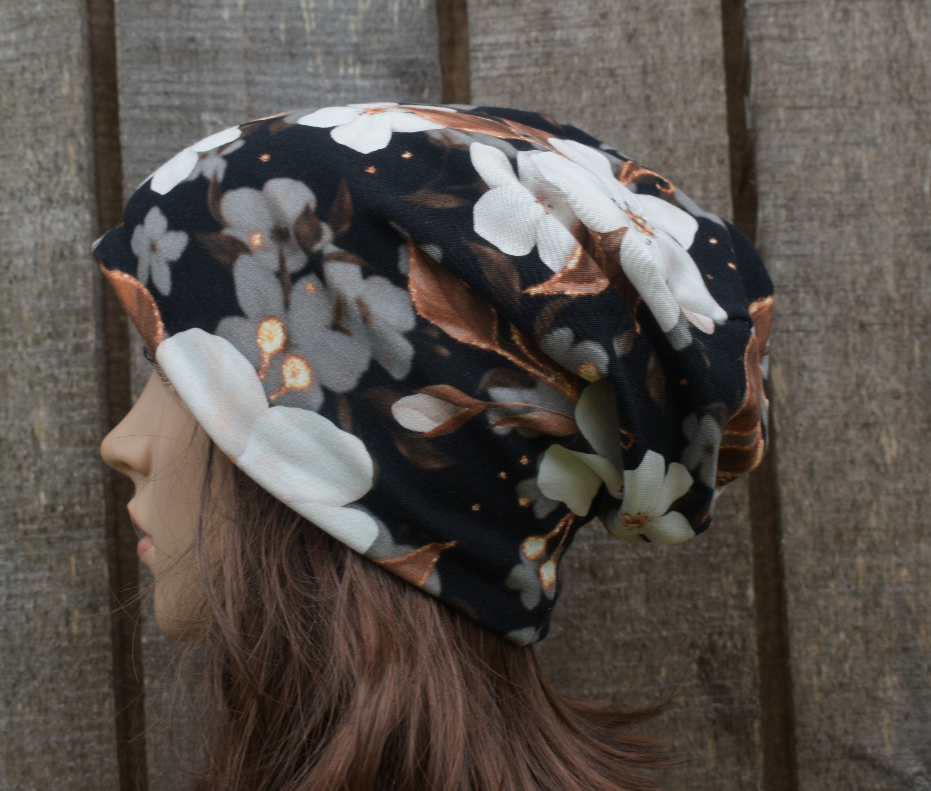 Baumwoll-Doppelbeanie, bunt gefütterte Mütze, gestrickte weiche Stretch-Mütze, Damen-Herbst-Schlupfmütze