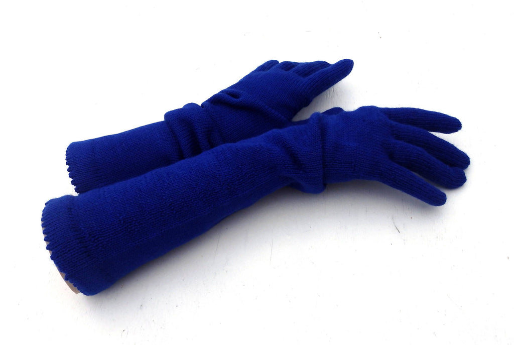 Pair of blue gloves on a white background