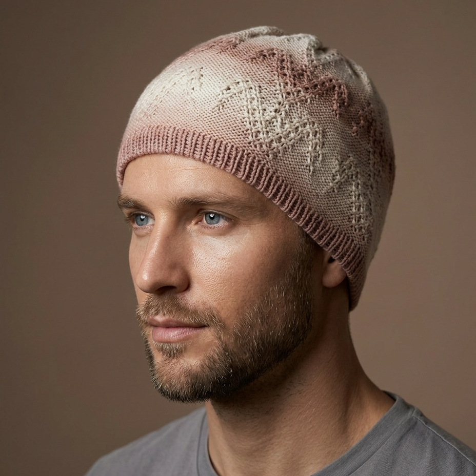 Knitted cotton hat.