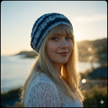 Gestrickter Sommerhut aus Baumwolle, atmungsaktiv, handgestrickte farbenfrohe Beanie-Mütze, gestreiftes Spitzenbarett