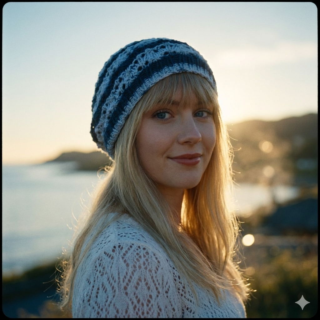 Knitted cotton summer breathable hat, hand knitted colorful beanie, Striped lace beret