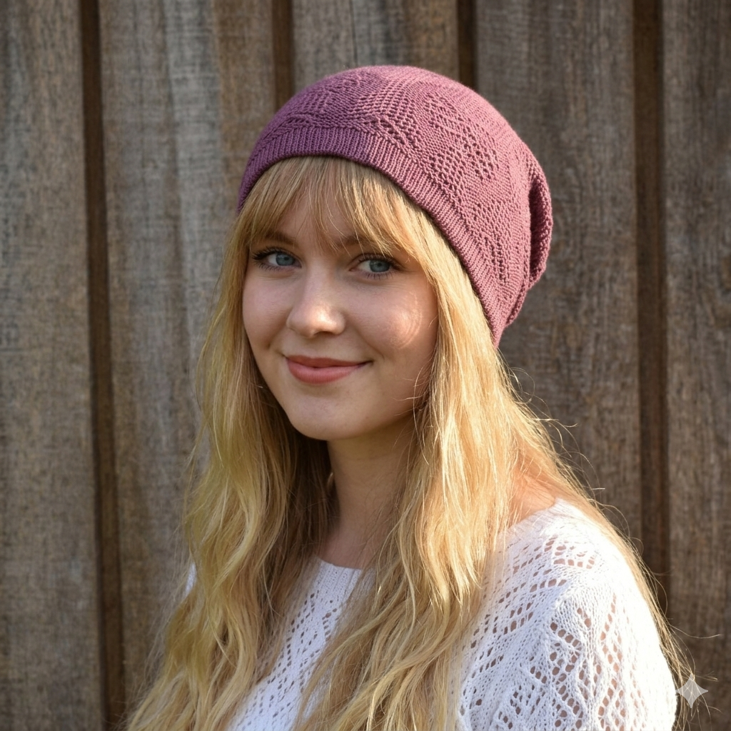 Hand-Knitted Cotton Lace Beanie | Breathable Unisex Summer Hat