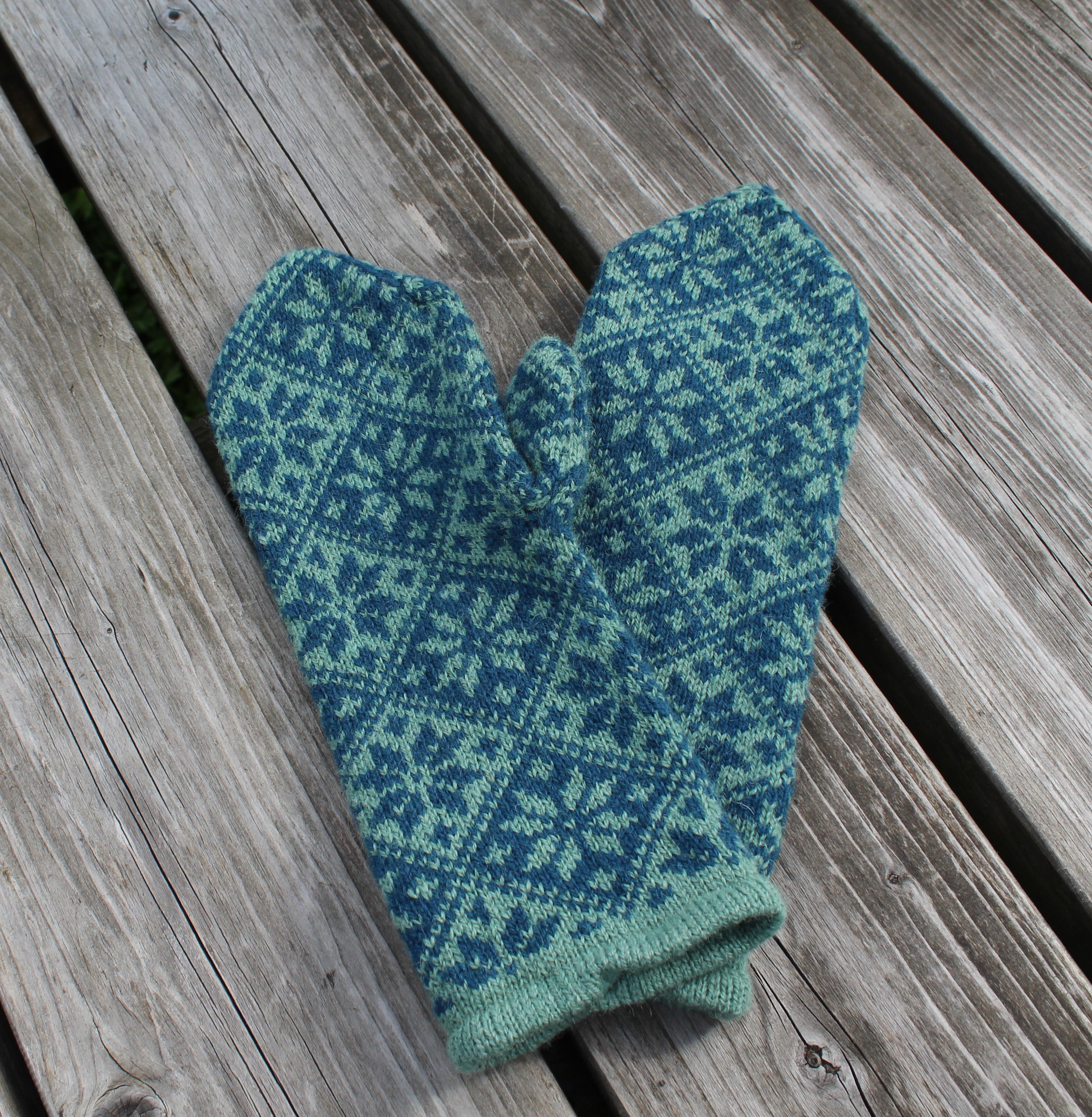 Knitted Fair Isle Wool Mittens:  Warm Latvian Gloves
