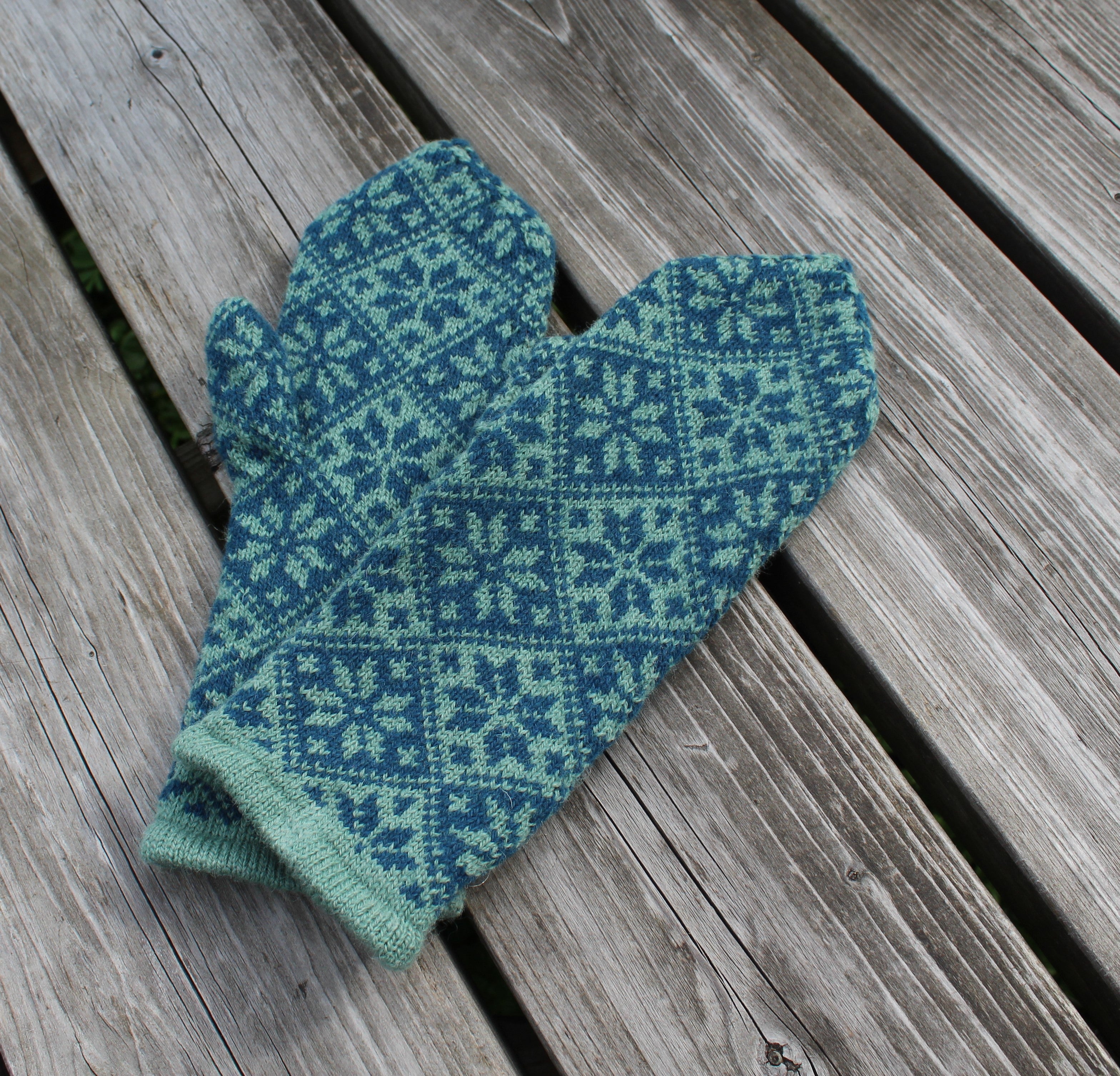 Knitted Fair Isle Wool Mittens:  Warm Latvian Gloves