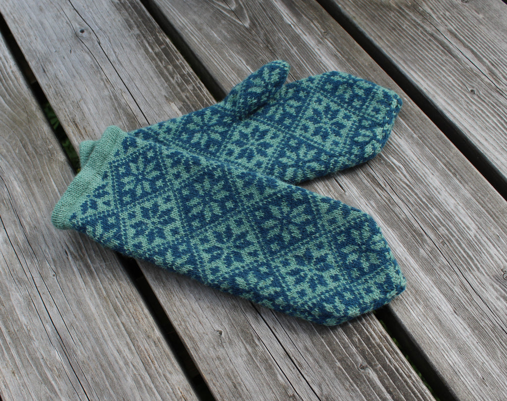 Knitted Fair Isle Wool Mittens:  Warm Latvian Gloves