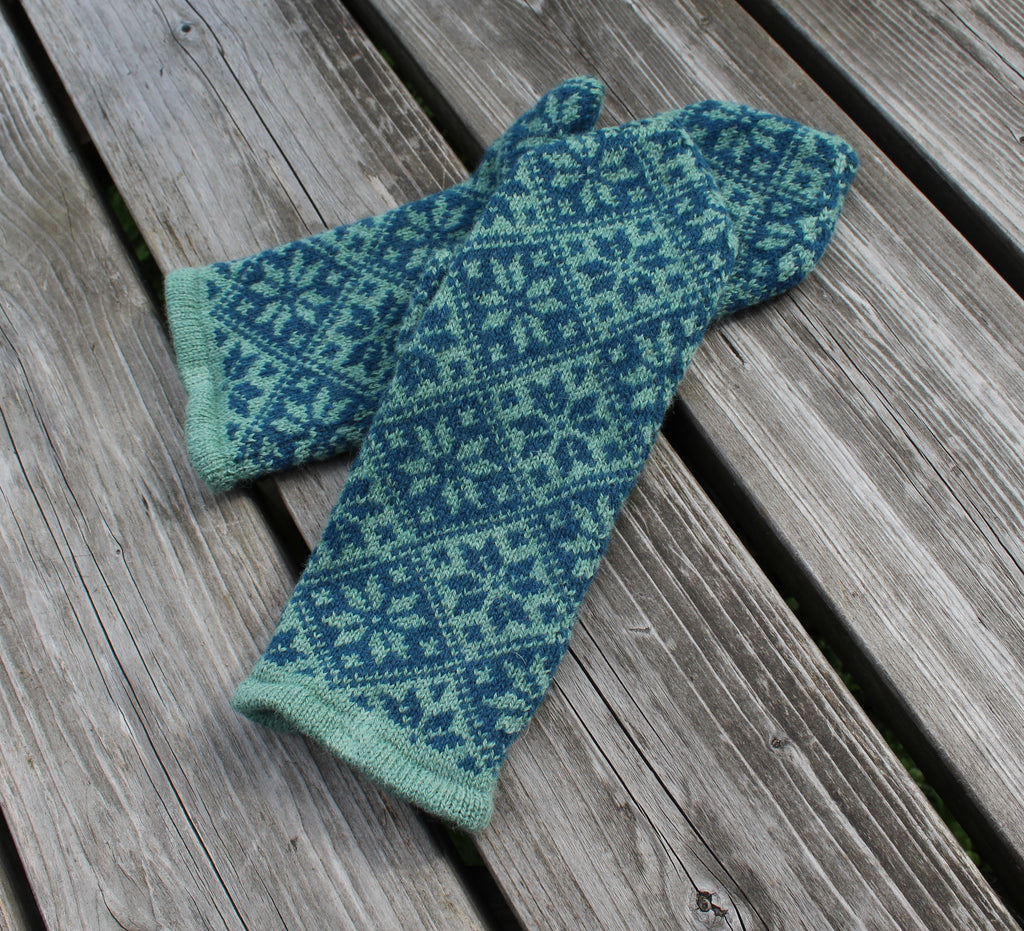 Knitted Fair Isle Wool Mittens:  Warm Latvian Gloves