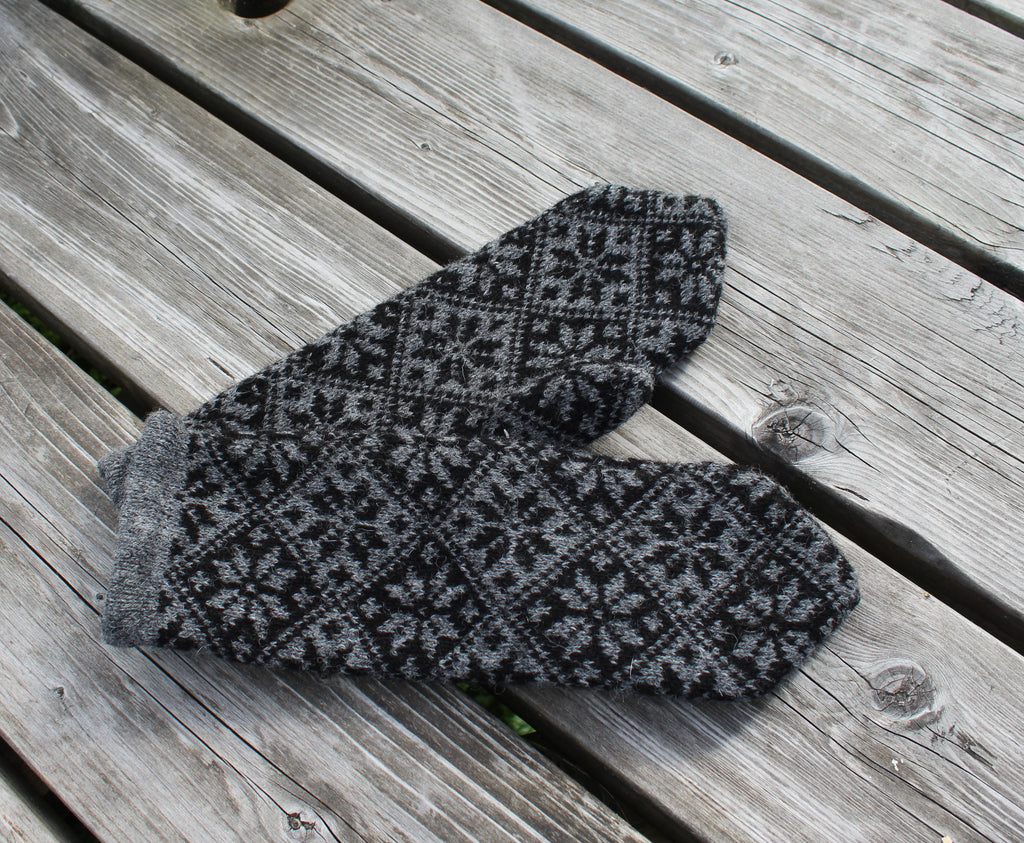 Knitted Fair Isle Wool Mittens:  Warm Latvian Gloves
