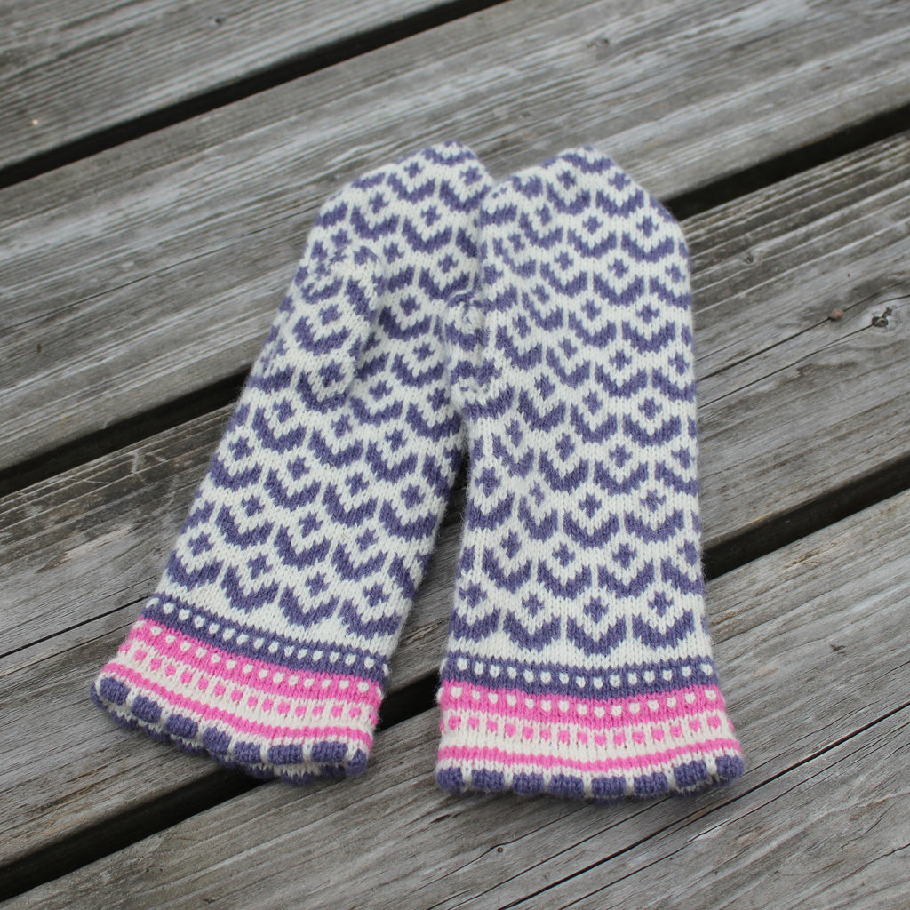 Knitted Fair Isle Wool Mittens:  warm winter gloves