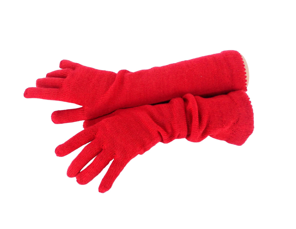 Pair of red gloves on a white background