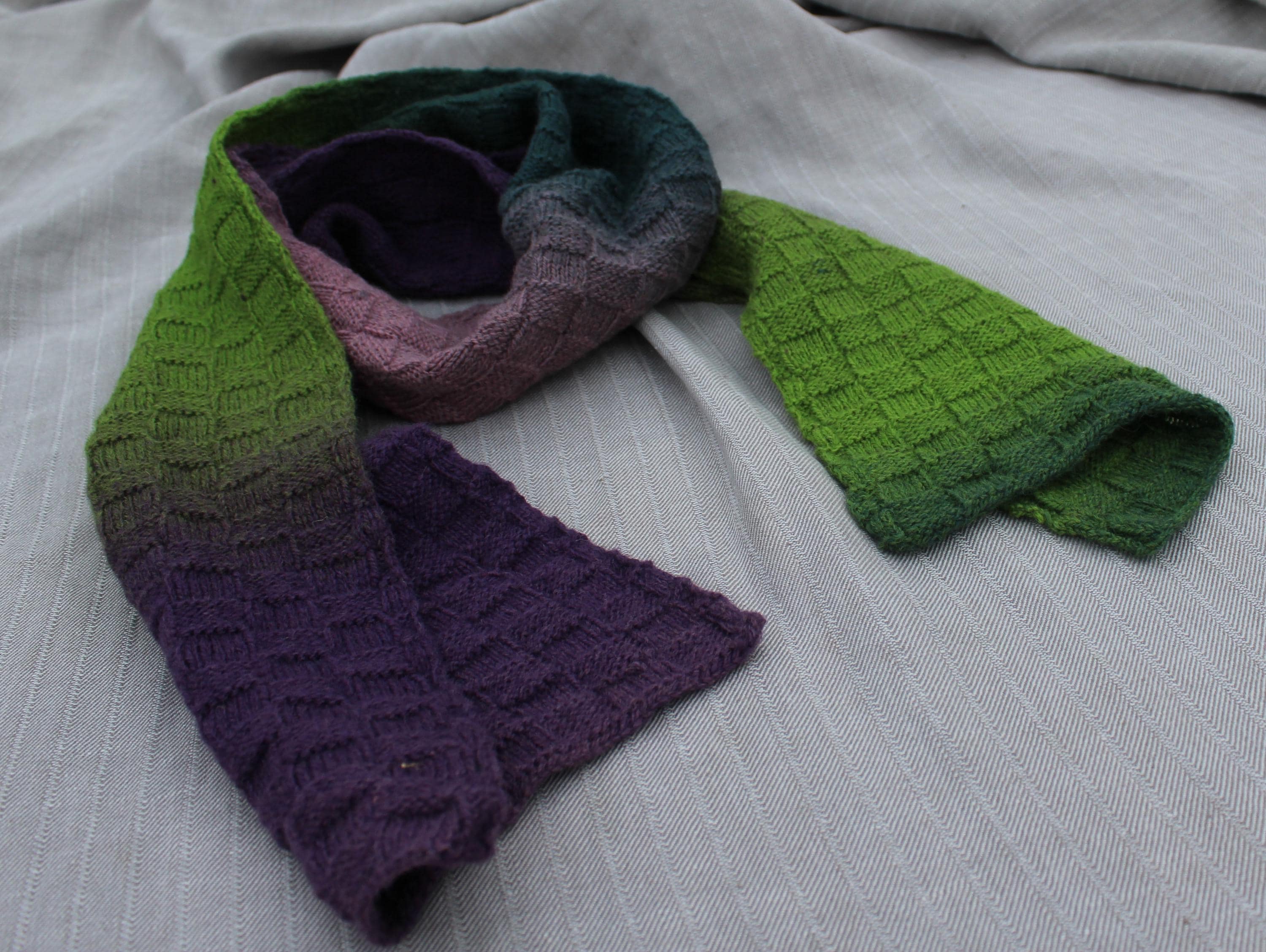 Hand-knitted Colorful Wool Scarf/Shawl