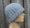 Handknit warm gray alpaca winter hat