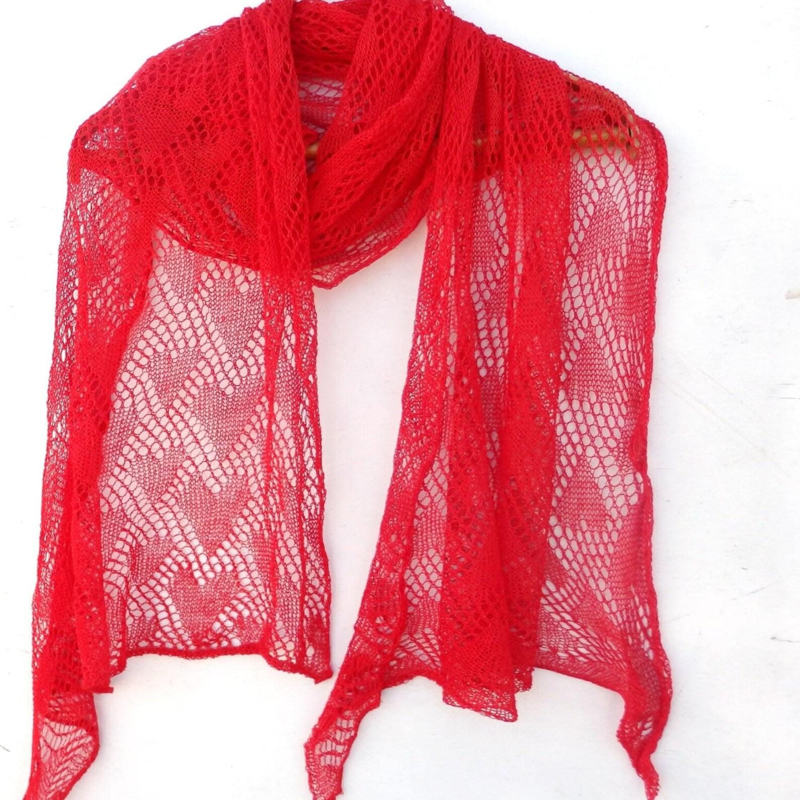 Red linen scarf on a white background