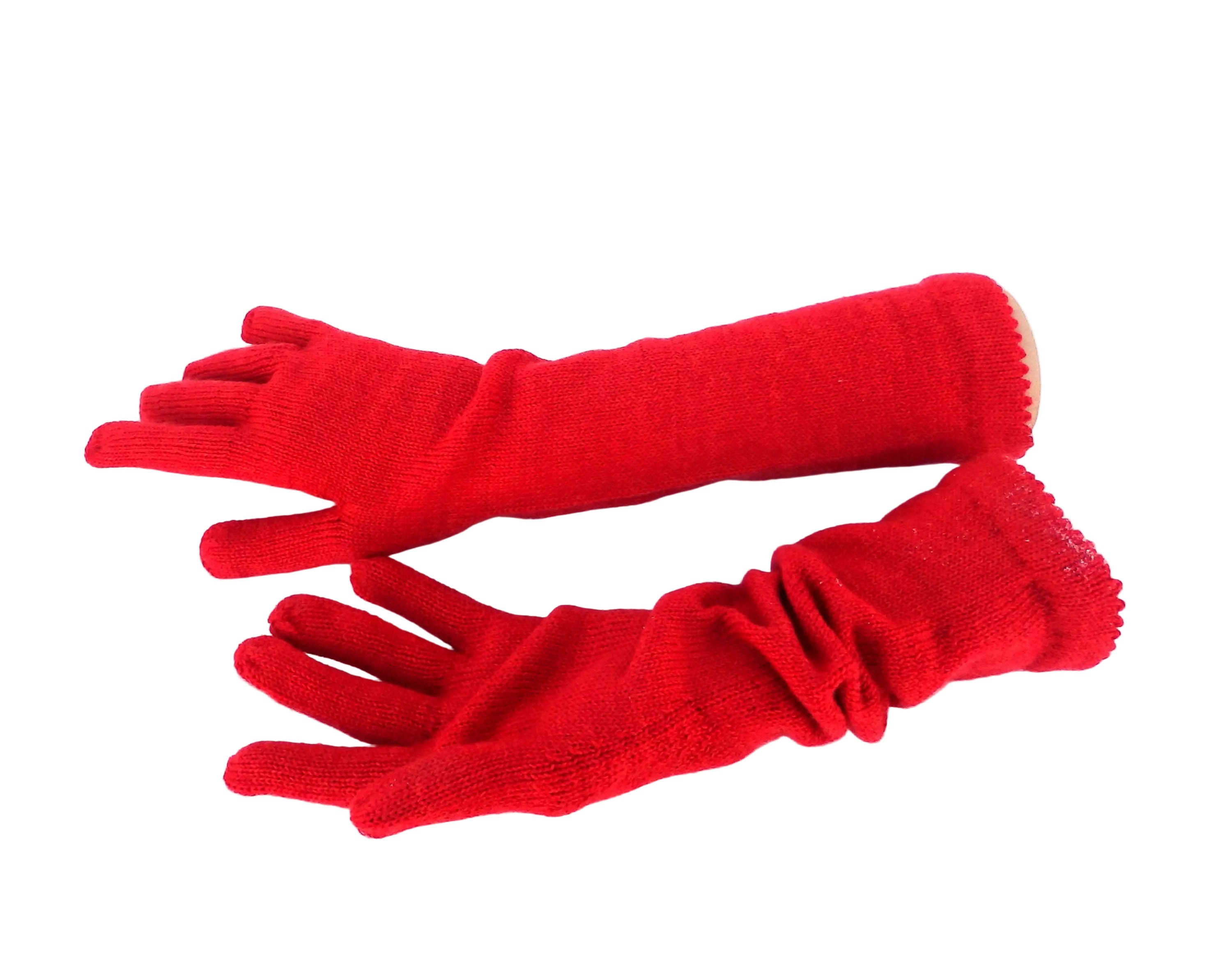 Pair of red gloves on a white background