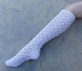 knit lace knee socks, high women white stockings