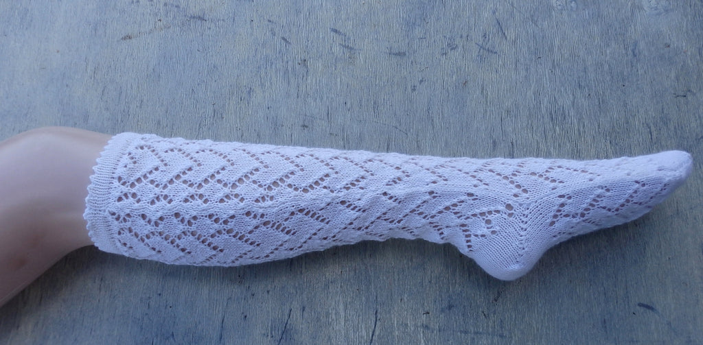 knit lace knee socks, high women white stockings