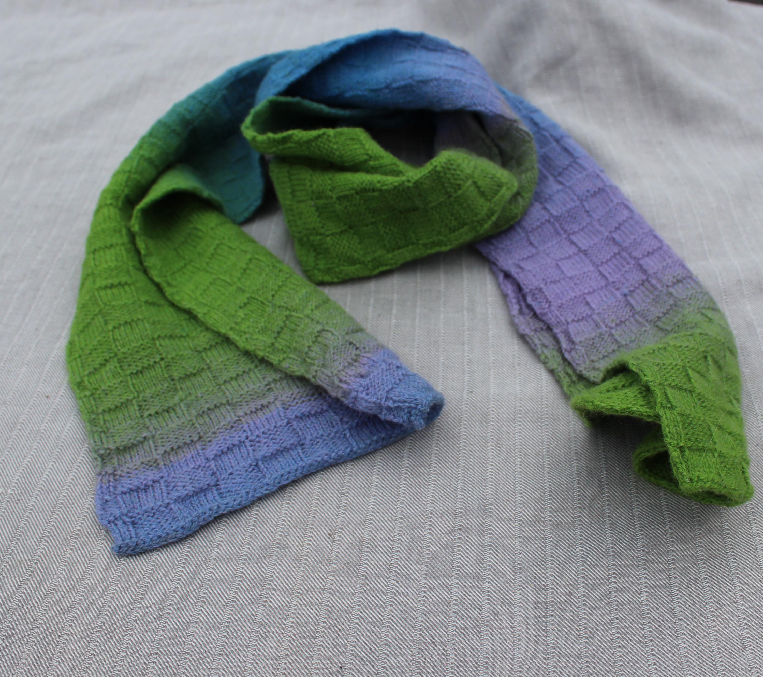 Hand-knitted Colorful Wool Scarf/Shawl