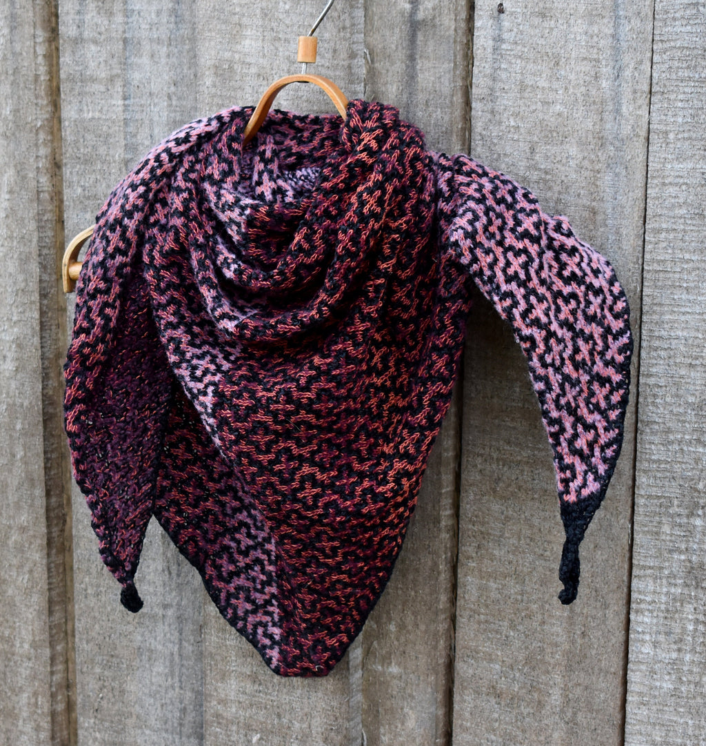 Hand-knitted triangle shawl, warm kerchief.