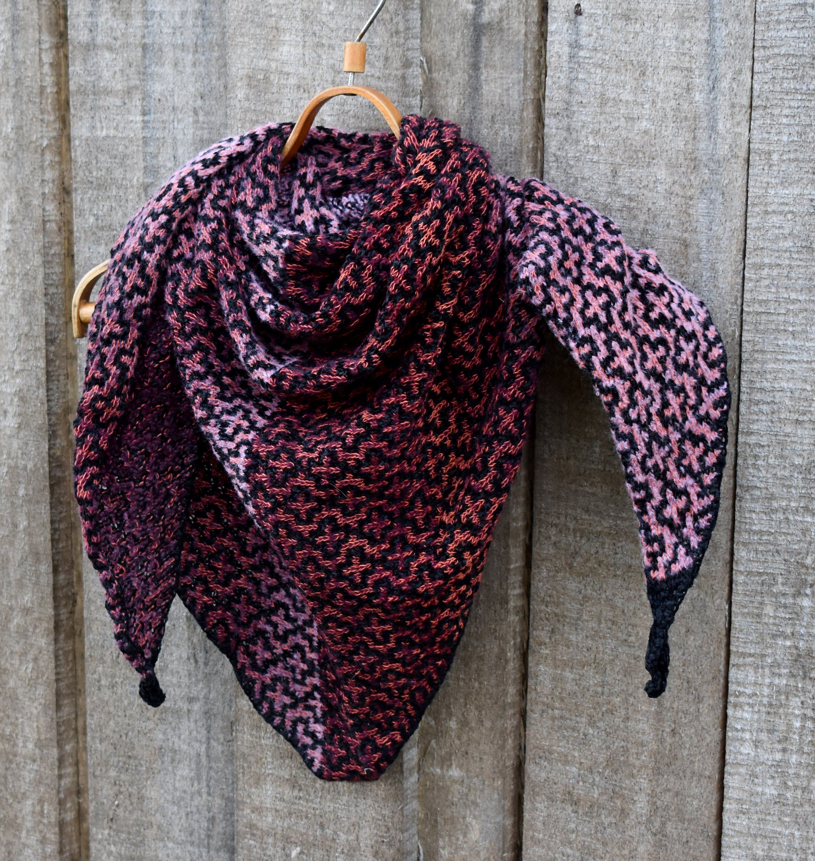 Hand-knitted triangle shawl, warm kerchief.