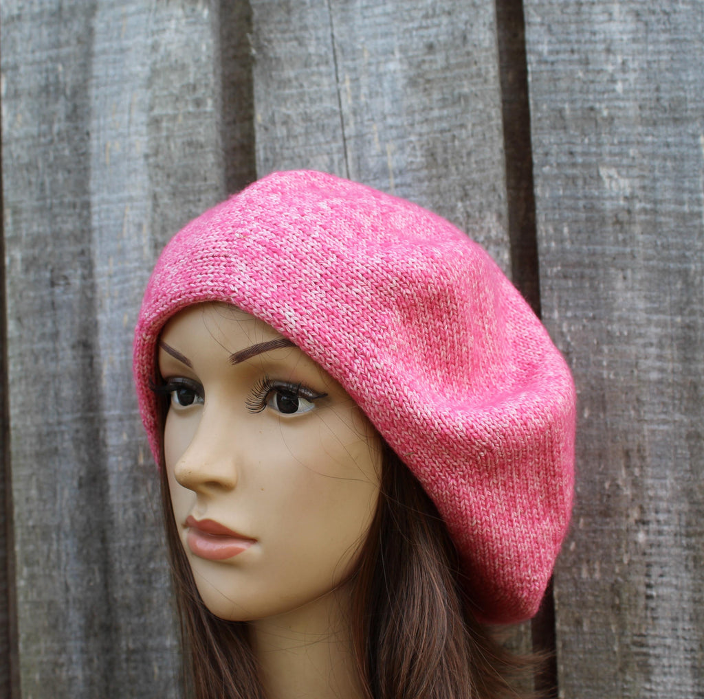 gestrickte Baumwolle klassische Baskenmütze, gestrickter bunter Damenhut, handgemachte Mütze,