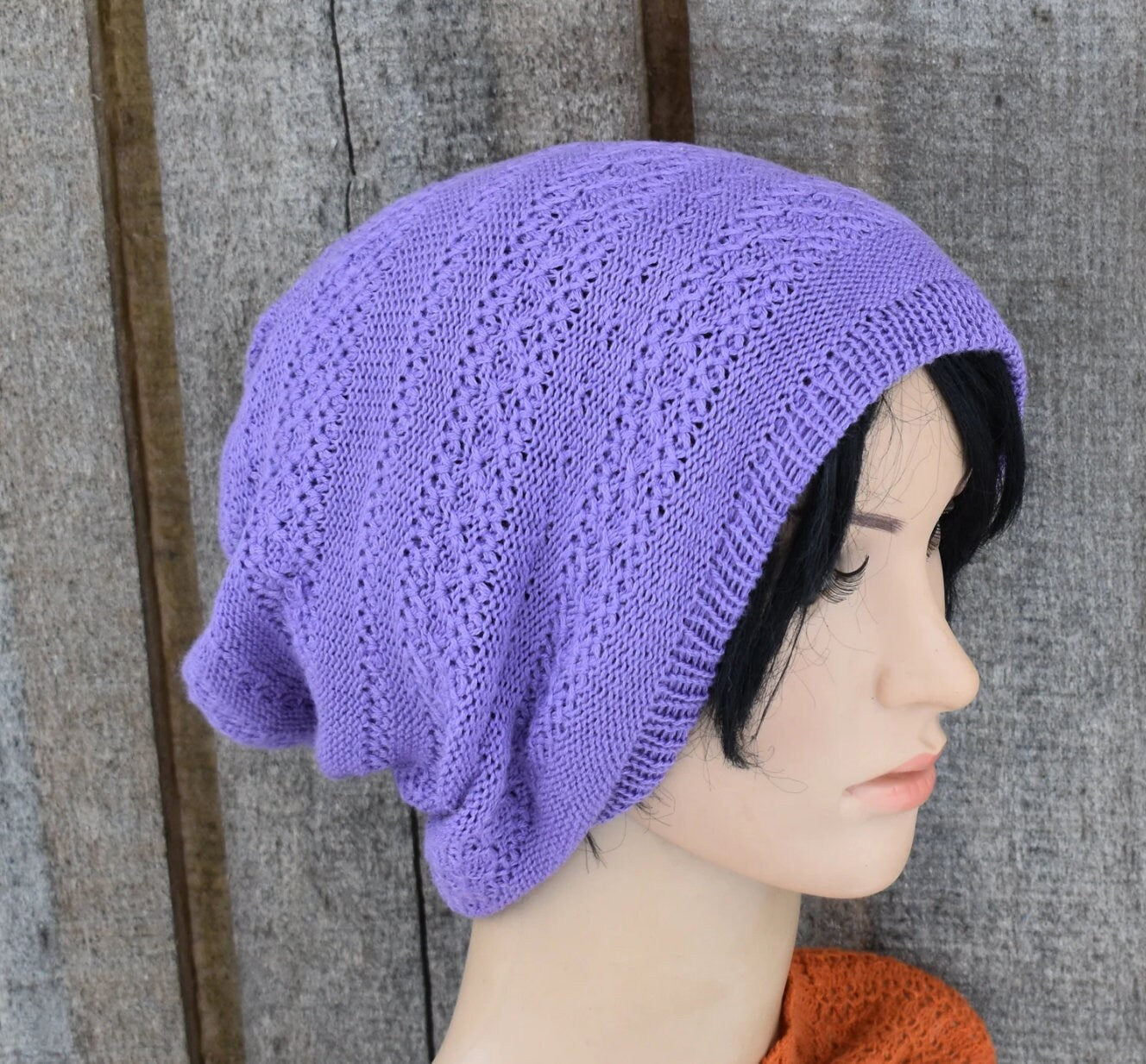 Gestrickte Baumwoll-Sommermütze, dunkelrote Baumwollmütze, Strickmütze