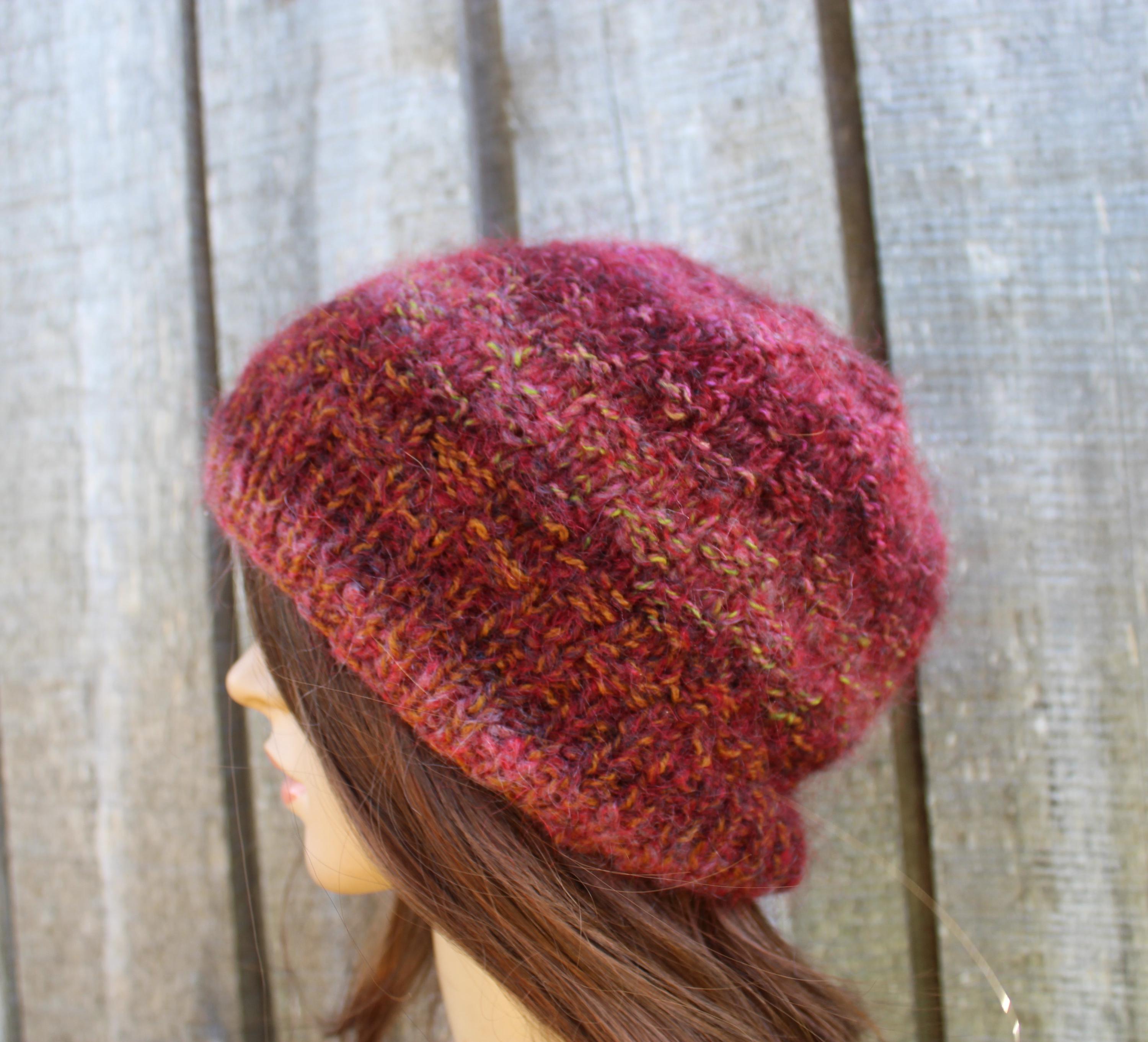 Hand Knit striped mohair hat - Stylish Winter Accessory