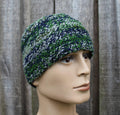 Authentic Naalbinding Wool Beanie | Ancient Viking-Age Technique | Green, Blue & Gra