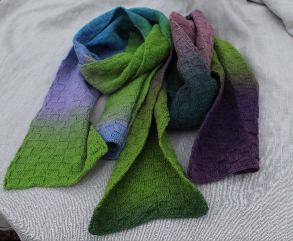 Hand-knitted Colorful Wool Scarf/Shawl