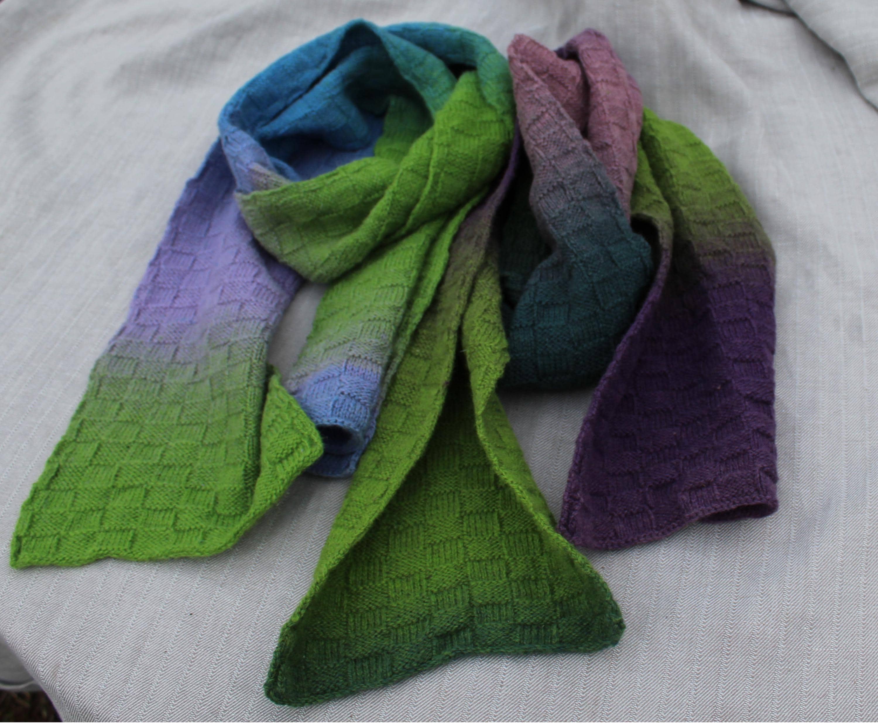 Hand-knitted Colorful Wool Scarf/Shawl