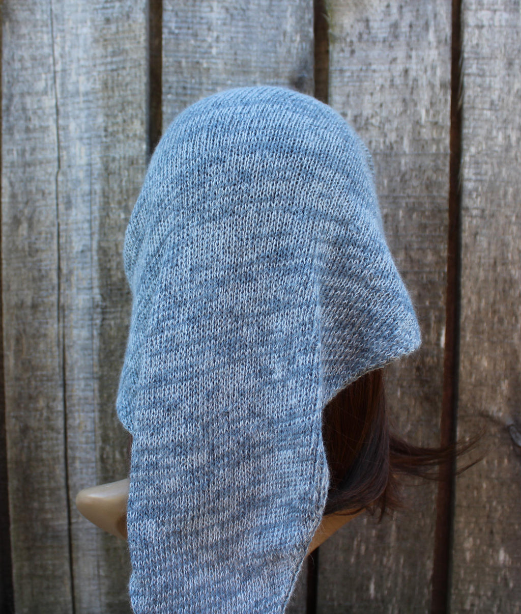 knit gray cotton mohair Kerchief / Headscarf
