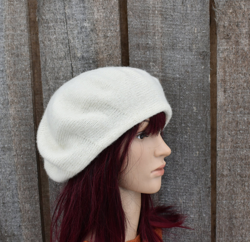 Cozy Wool Beret: Handmade Knit Women Hat - Slouchy French Style