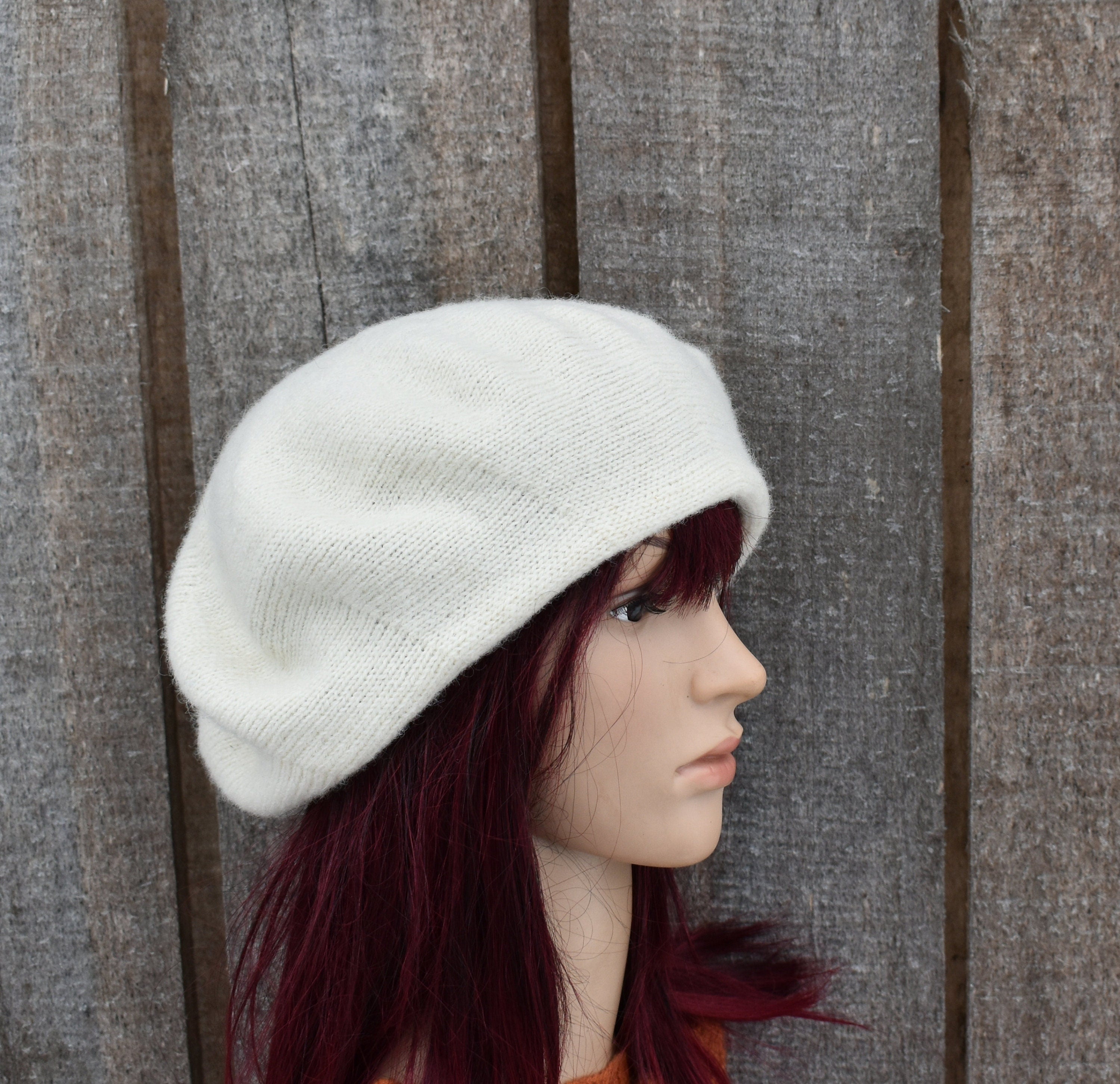Cozy Wool Beret: Handmade Knit Women Hat - Slouchy French Style