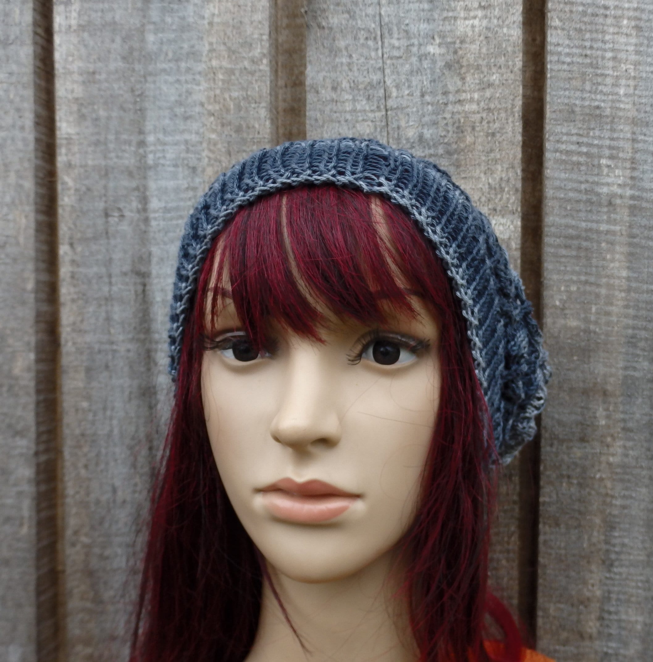 Hand Knit Cotton Lace Beanie: Colorful Gray Black Summer Hat