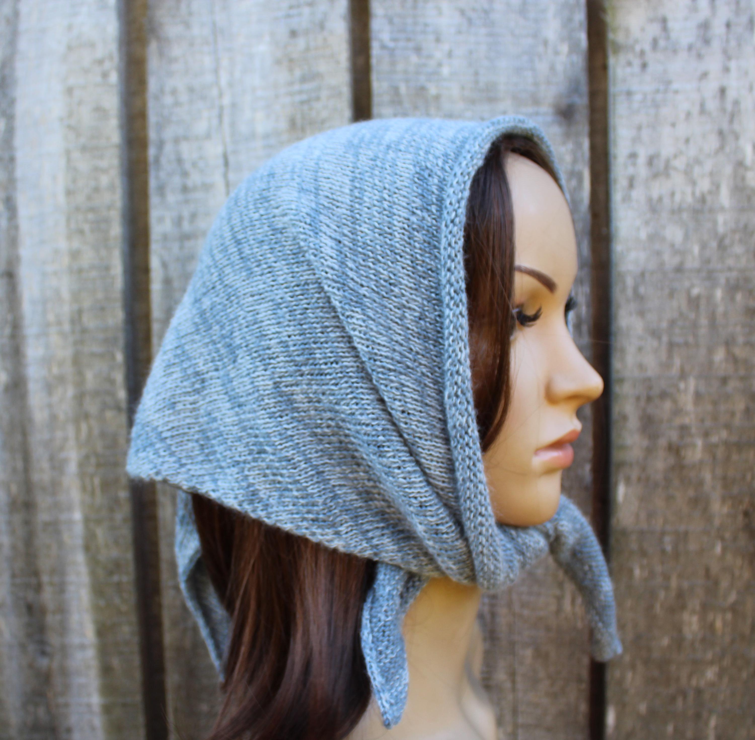 knit gray cotton mohair Kerchief / Headscarf