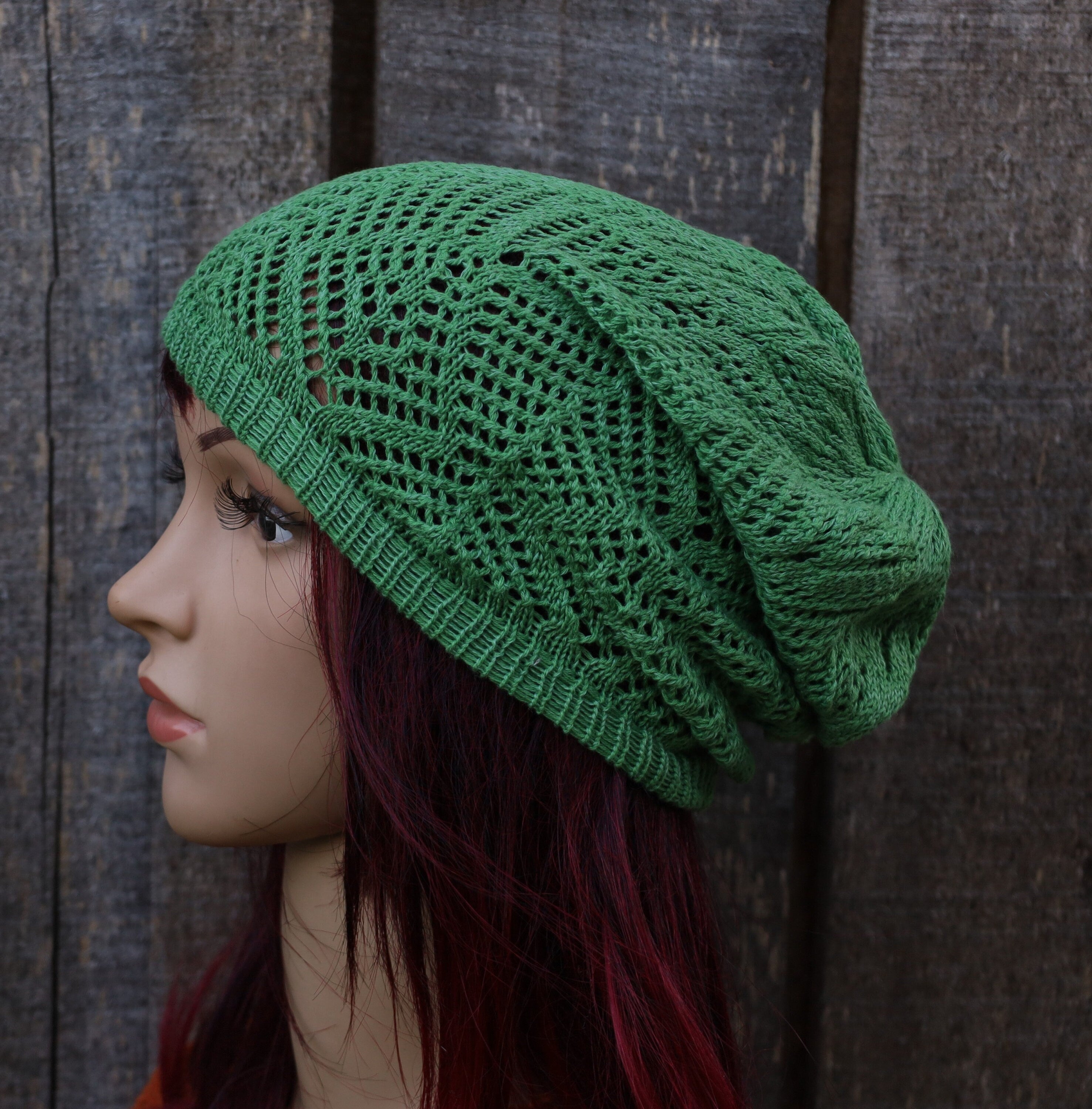 Knitted Cotton Lace Summer Hat: Lightweight Openwork Beanie